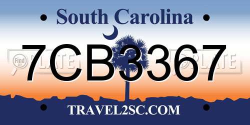 7CB3367 South Carolina License Plate