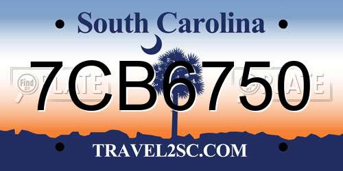 7CB6750 South Carolina License Plate