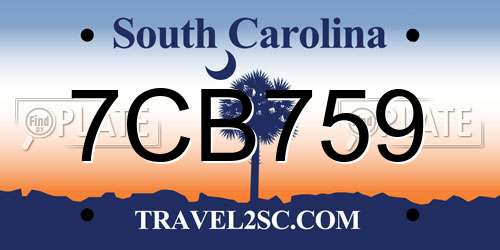7CB759 South Carolina License Plate