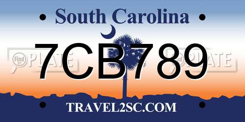 7CB789 South Carolina License Plate