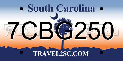 7CBG250 South Carolina License Plate