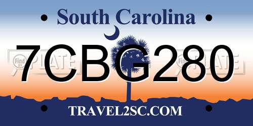 7CBG280 South Carolina License Plate