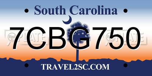 7CBG750 South Carolina License Plate