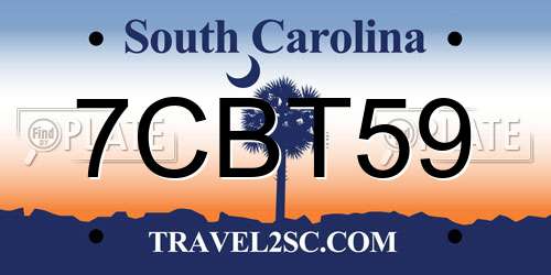 7CBT59 South Carolina License Plate