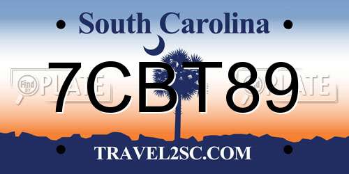 7CBT89 South Carolina License Plate