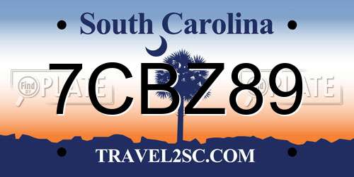 7CBZ89 South Carolina License Plate
