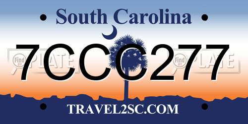 7CCC277 South Carolina License Plate