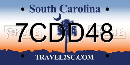 7CDD48 South Carolina License Plate
