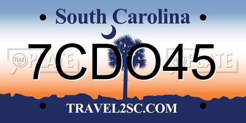 7CDO45 South Carolina License Plate