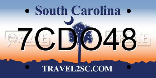 7CDO48 South Carolina License Plate