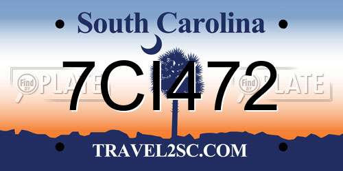7CI472 South Carolina License Plate