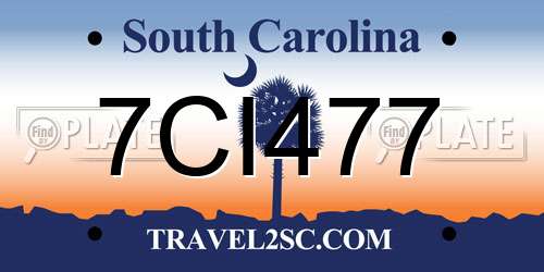 7CI477 South Carolina License Plate