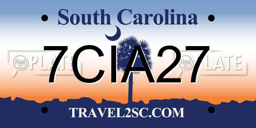 7CIA27 South Carolina License Plate