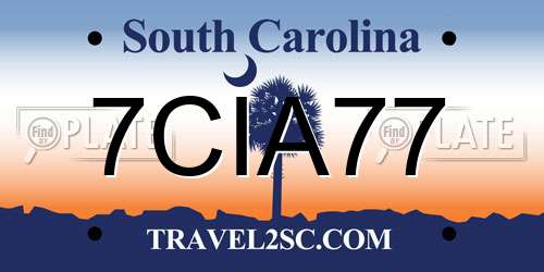 7CIA77 South Carolina License Plate
