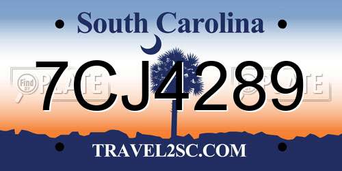 7CJ4289 South Carolina License Plate
