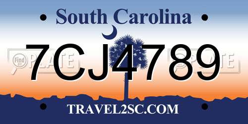 7CJ4789 South Carolina License Plate