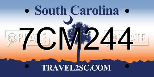 7CM244 South Carolina License Plate