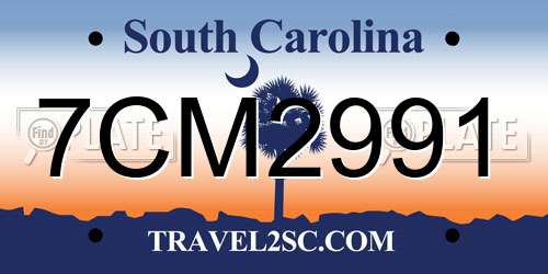 7CM2991 South Carolina License Plate