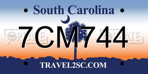 7CM744 South Carolina License Plate