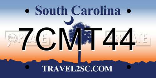 7CMT44 South Carolina License Plate