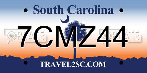 7CMZ44 South Carolina License Plate
