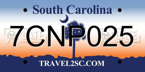 7CNP025 South Carolina License Plate