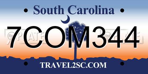 7COM344 South Carolina License Plate