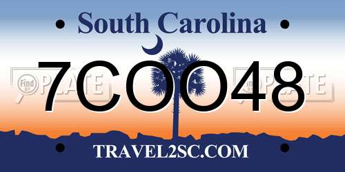 7COO48 South Carolina License Plate