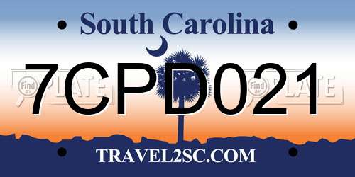 7CPD021 South Carolina License Plate