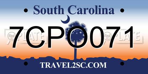 7CPO071 South Carolina License Plate
