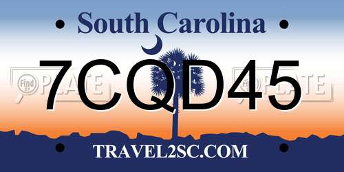 7CQD45 South Carolina License Plate