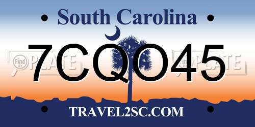 7CQO45 South Carolina License Plate