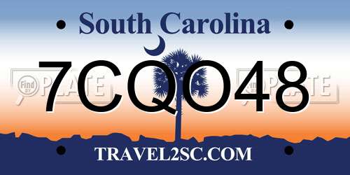 7CQO48 South Carolina License Plate