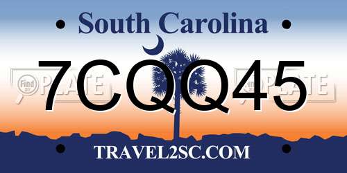 7CQQ45 South Carolina License Plate