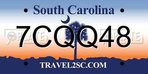 7CQQ48 South Carolina License Plate