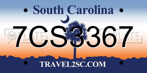 7CS3367 South Carolina License Plate