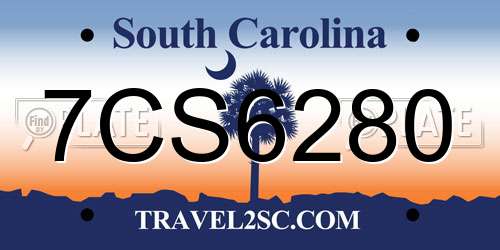 7CS6280 South Carolina License Plate