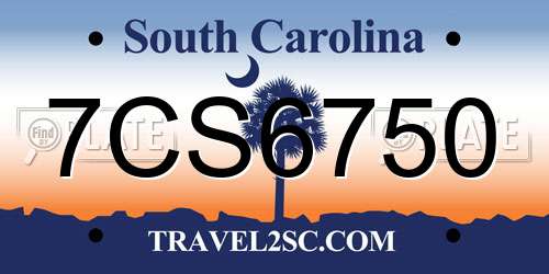7CS6750 South Carolina License Plate