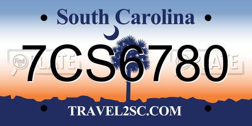 7CS6780 South Carolina License Plate