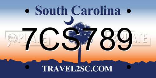 7CS789 South Carolina License Plate