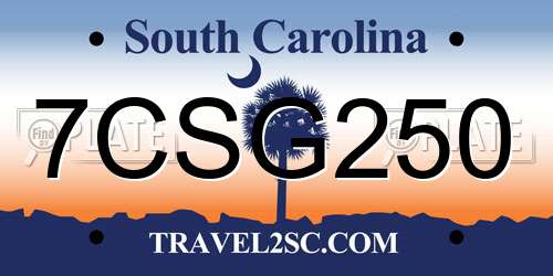 7CSG250 South Carolina License Plate