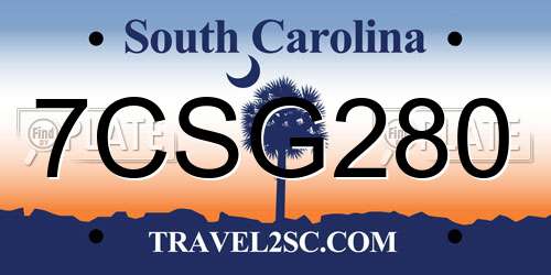 7CSG280 South Carolina License Plate