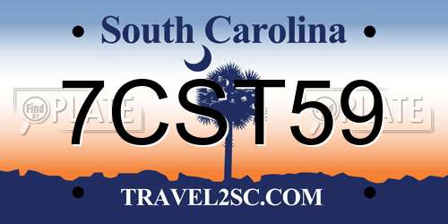 7CST59 South Carolina License Plate