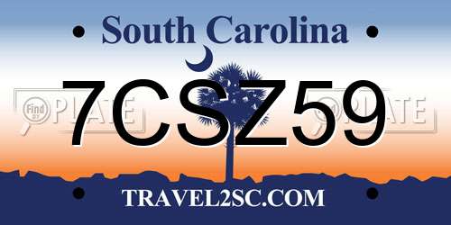 7CSZ59 South Carolina License Plate
