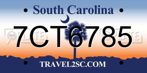7CT6785 South Carolina License Plate
