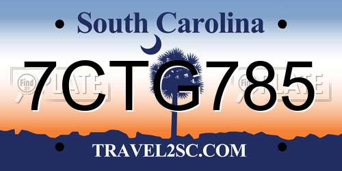 7CTG785 South Carolina License Plate