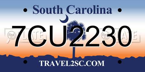 7CU2230 South Carolina License Plate