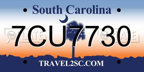 7CU7730 South Carolina License Plate