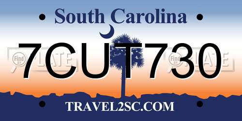 7CUT730 South Carolina License Plate