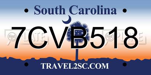 7CVB518 South Carolina License Plate